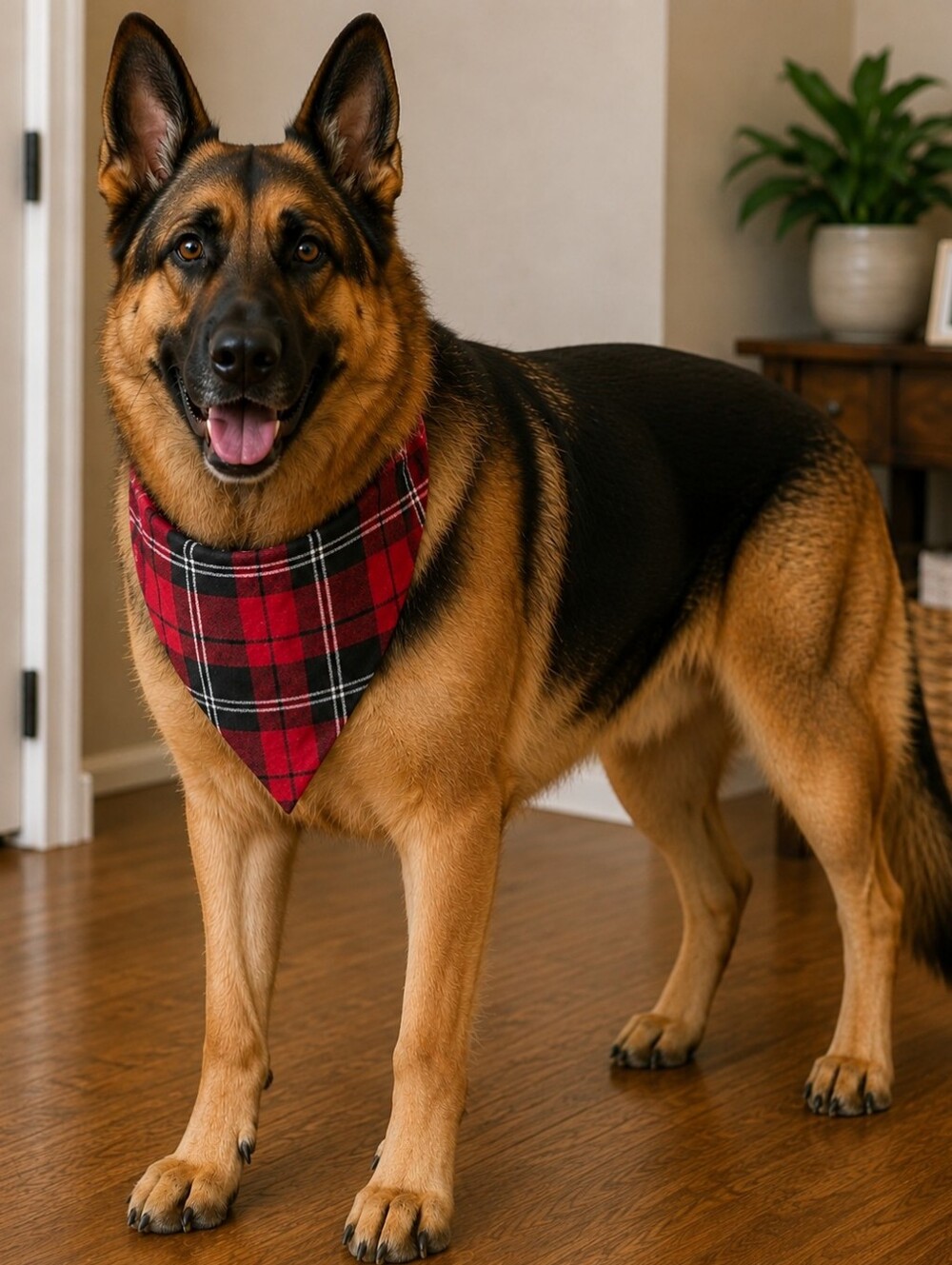 Red Black Plaid Bandana